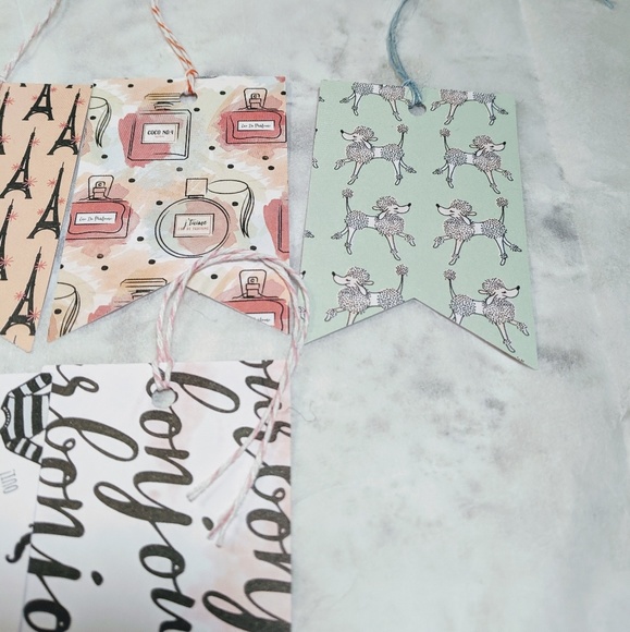 French Print Variety Gift Tags w/Ribbon Set of 15 - Picture 4 of 6